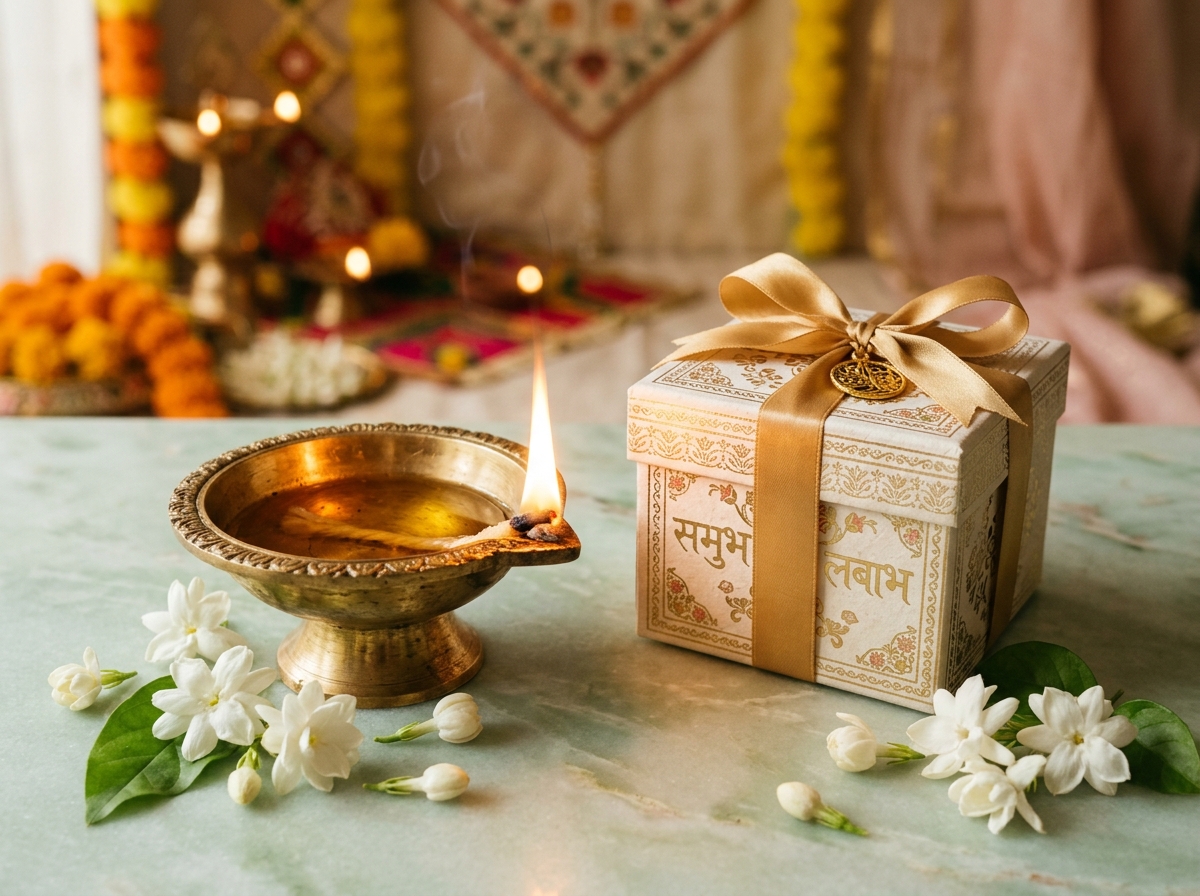 Festival Gift Hampers with brass diya