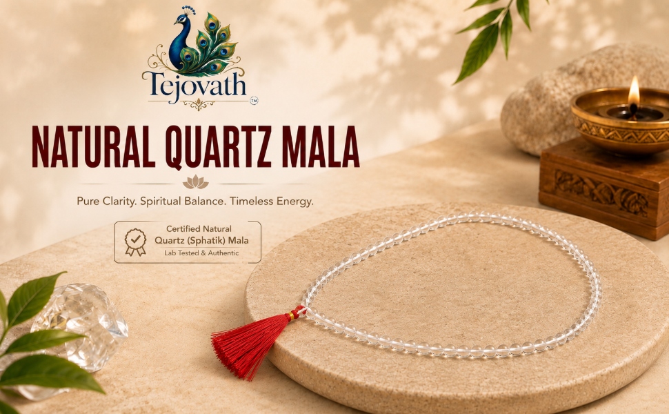 Tejovath Natural Quartz Mala Sphatik
